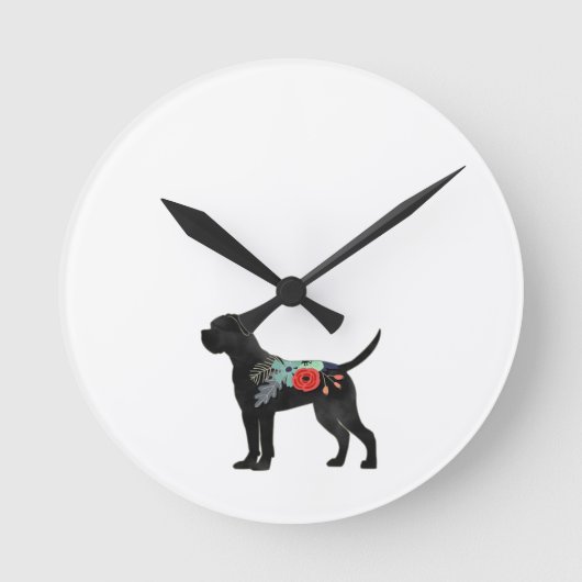 Cane Corso Dog Breed Boho Silhouette Runde Wanduhr (Vorderseite)