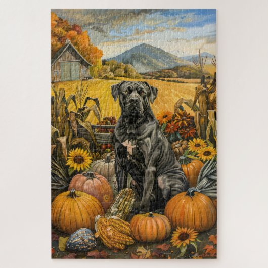 Cane Corso Dog Herbsternte Erntedank Puzzle (Vertikal)