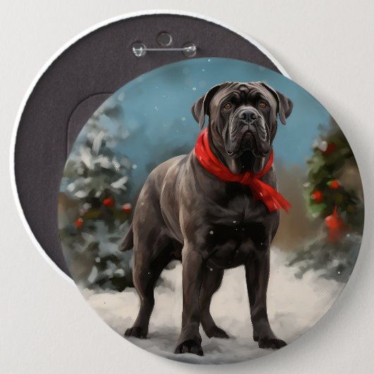 Cane Corso Dog im Schnee Weihnachten Button (Vorne & Hinten)