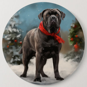 Cane Corso Dog im Schnee Weihnachten Button