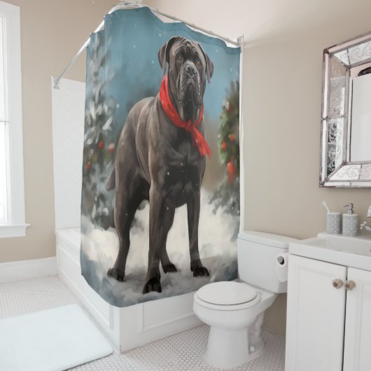 Cane Corso Dog im Schnee Weihnachten Duschvorhang (Beispiel)