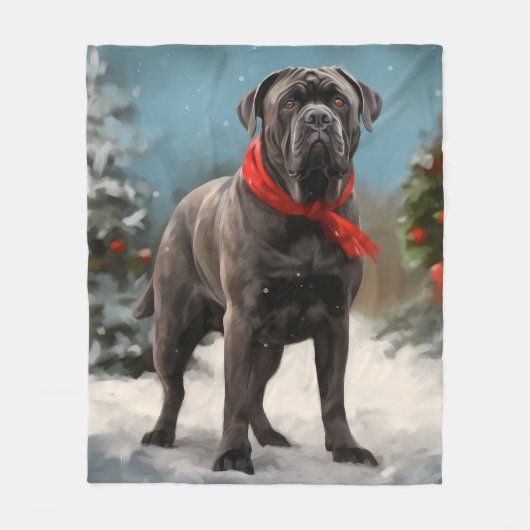 Cane Corso Dog im Schnee Weihnachten Fleecedecke (Vorderseite)