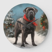 Cane Corso Dog im Schnee Weihnachten Große Wanduhr (Vorderseite)