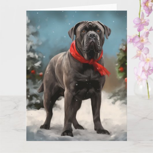Cane Corso Dog im Schnee Weihnachten Karte (Orchidee)