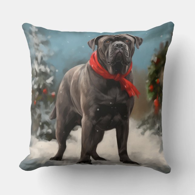 Cane Corso Dog im Schnee Weihnachten Kissen (Vorderseite)