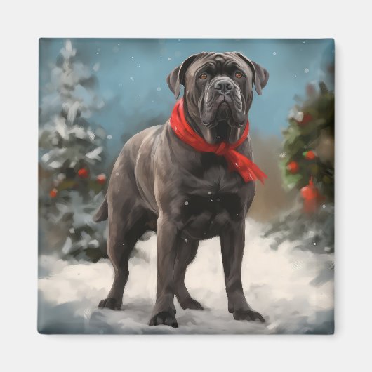 Cane Corso Dog im Schnee Weihnachten Magnet (Vorne)
