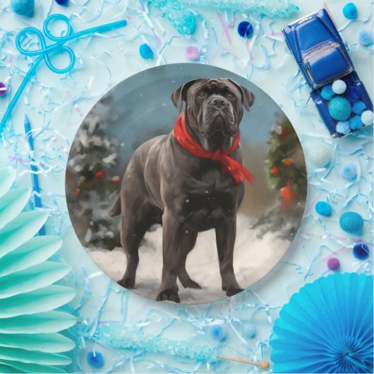 Cane Corso Dog im Schnee Weihnachten Pappteller (Party)