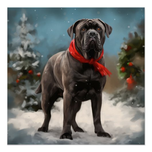 Cane Corso Dog im Schnee Weihnachten Poster (Vorderseite)