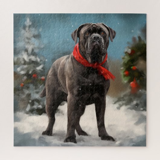 Cane Corso Dog im Schnee Weihnachten Puzzle (Vertikal)