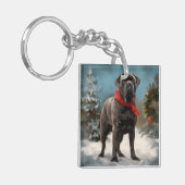 Cane Corso Dog im Schnee Weihnachten Schlüsselanhänger (Vorderseite links)