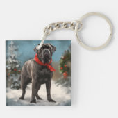 Cane Corso Dog im Schnee Weihnachten Schlüsselanhänger (Rückseite)