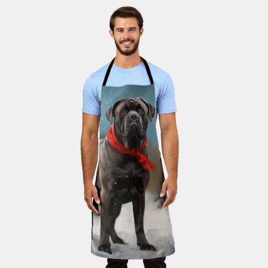 Cane Corso Dog im Schnee Weihnachten Schürze (Getragen)