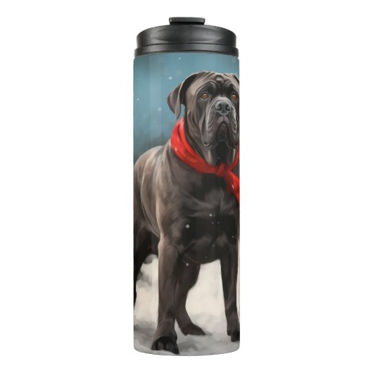 Cane Corso Dog im Schnee Weihnachten Thermosbecher (Vorderseite)