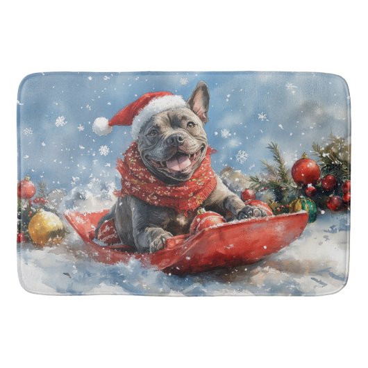 Cane Corso Dog in Sledge Let it Schnee Weihnachten Badematte (Vorderseite)