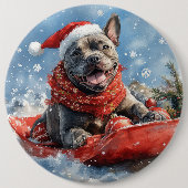 Cane Corso Dog in Sledge Let it Schnee Weihnachten Button (Vorderseite)