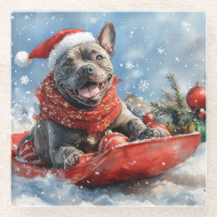 Cane Corso Dog in Sledge Let it Schnee Weihnachten Glasuntersetzer