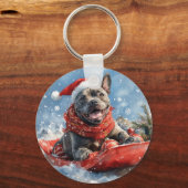 Cane Corso Dog in Sledge Let it Schnee Weihnachten Schlüsselanhänger (Rückseite)
