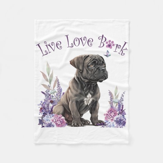 Cane Corso Dog Mama Floral Fleecedecke (Vorderseite)
