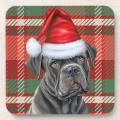 Cane Corso Dog mit Kariertem Weihnachtsfest Getränkeuntersetzer (Vorderseite)