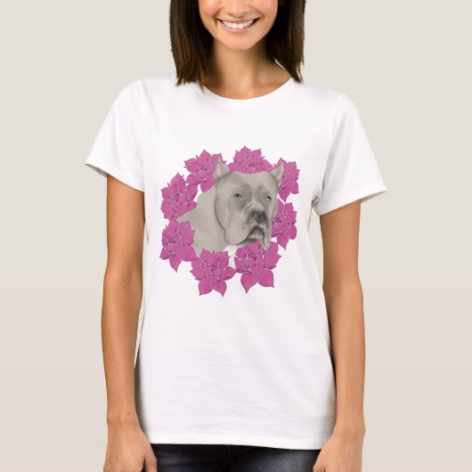 Cane Corso Dog mit rosa Blume T-Shirt (Vorderseite)