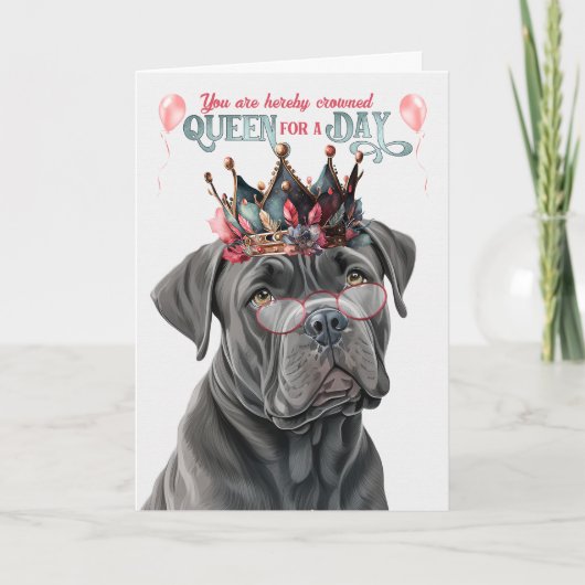 Cane Corso Dog Queen for Day Funny Birthday Karte (Vorderseite)