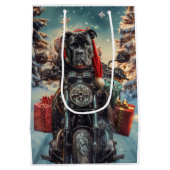 Cane Corso Dog Riding Motorrad Weihnachten Mittlere Geschenktüte (Rückseite)