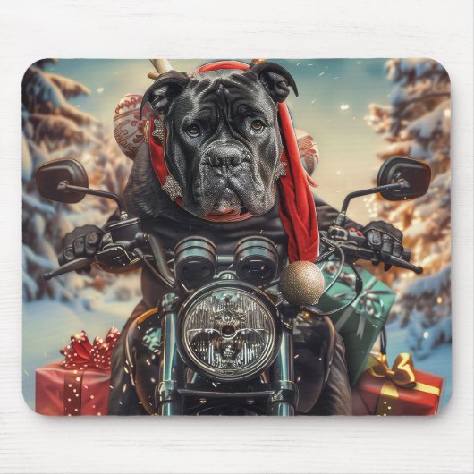 Cane Corso Dog Riding Motorrad Weihnachten Mousepad (Vorne)