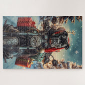 Cane Corso Dog Riding Motorrad Weihnachten Puzzle (Horizontal)