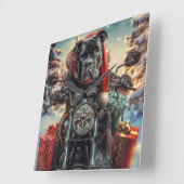 Cane Corso Dog Riding Motorrad Weihnachten Quadratische Wanduhr (Winkel)