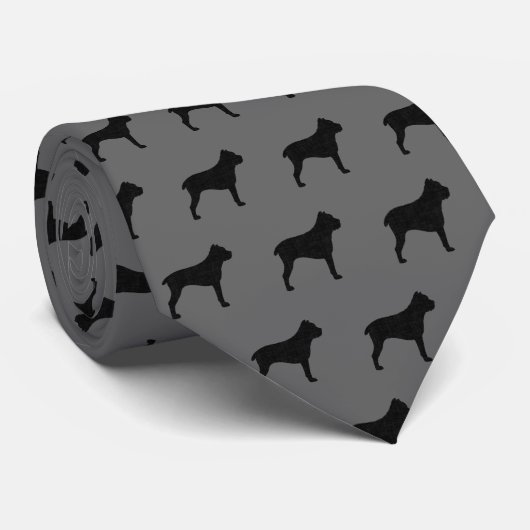 Cane Corso Dog Silhouetten Pattern Grau Krawatte (Gerollt)