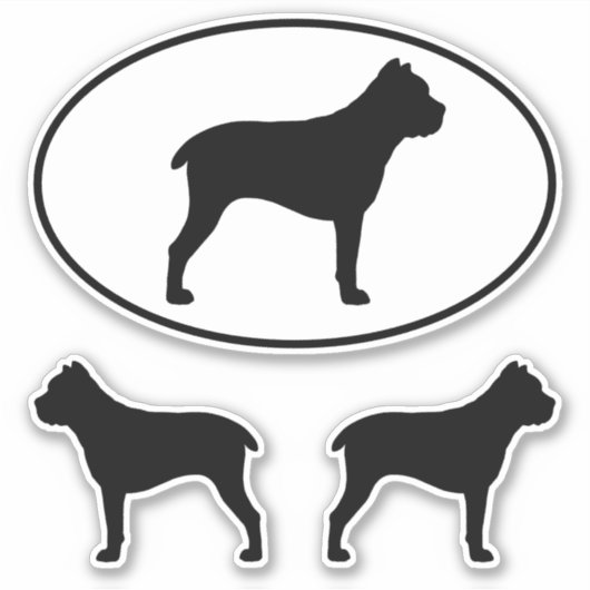 Cane Corso Dog Silhouetten Vinyl Sticker Set (Vorderseite)
