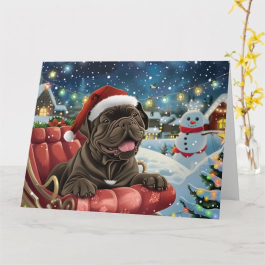 Cane Corso Dog Sleigh Snow Weihnachten Karte (Gelbe Blume)