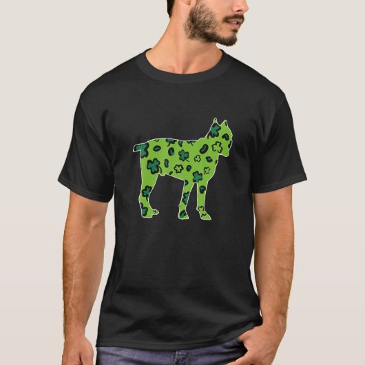 Cane Corso Dog St. Patrick's Day Green Leopard Sha T-Shirt (Vorderseite)