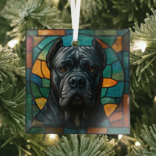Cane Corso Dog "Stached Glass" Ornament Aus Glas (Insitu)