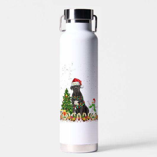 Cane Corso Dog Weihnachtsmannmütze Weihnachtsbaum Trinkflasche (Vorne)
