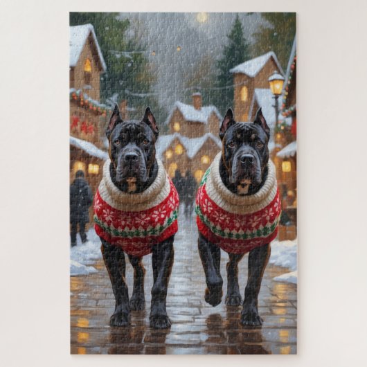 Cane Corso Dogs Christmas Snow Holiday Puzzle (Vertikal)
