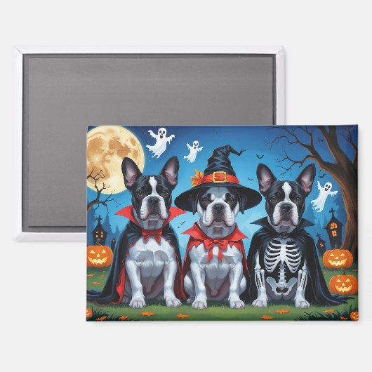 Cane Corso Dogs Pumpkin Halloween Funny Magnet (Vorderseite/Rückseite)