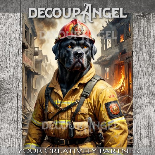 Cane Corso - Feuerwehrleute - Decoupage - Seidenpapier