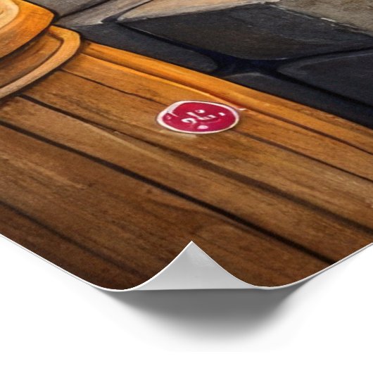 Cane Corso Fireplace with Christmas Lights Poster (Ecke)