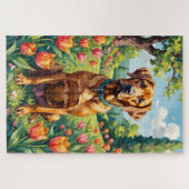 Cane Corso Frühlingsgarten Blumen Hund Puzzle (Horizontal)