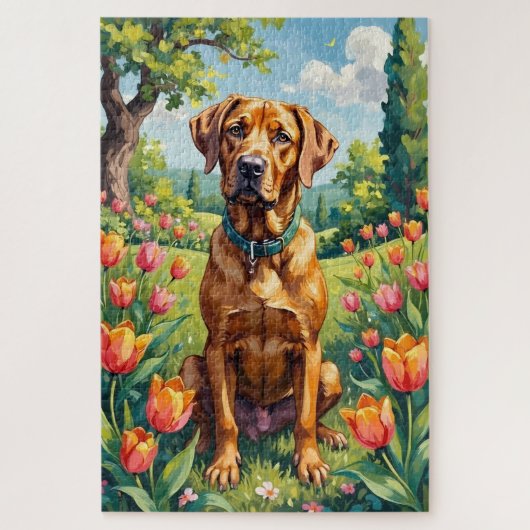 Cane Corso Frühlingsgarten Blumen Hund Puzzle (Vertikal)