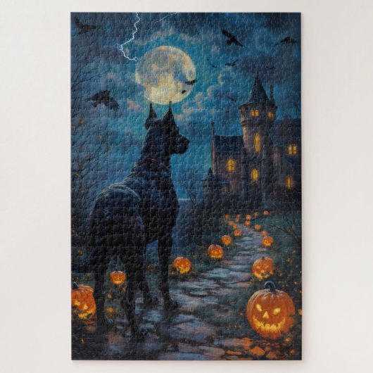 Cane Corso gotische Burg Halloween Kunst Puzzle (Vertikal)