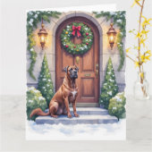 Cane Corso Grand Door Evergreen Christmas Art Karte (Gelbe Blume)