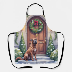 Cane Corso Große Tür Immergrün Weihnachten Kunst Schürze