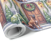 Cane Corso Große Tür Immergrüne Weihnachtskunst Geschenkpapier (Rolleneckpunkt)