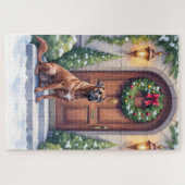 Cane Corso Große Tür Immergrüne Weihnachtskunst Puzzle (Horizontal)