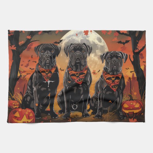 Cane Corso Halloween Gruselig Geschirrtuch (Horizontal)