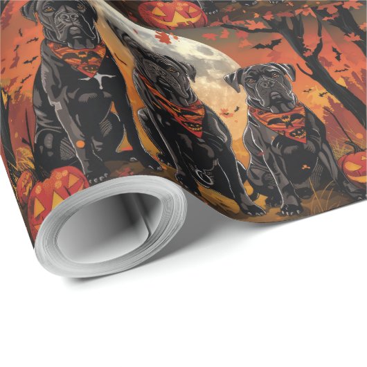 Cane Corso Halloween Spooky Geschenkpapier (Rolleneckpunkt)