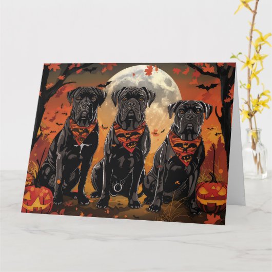 Cane Corso Halloween Spooky Karte (Gelbe Blume)