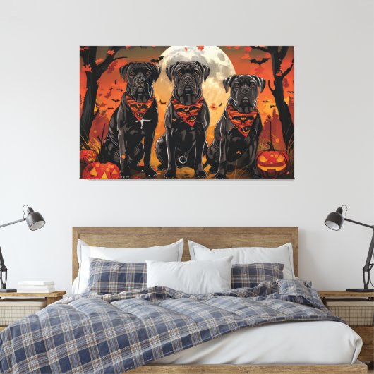 Cane Corso Halloween Spooky Leinwanddruck (Insitu (Schlafzimmer))
